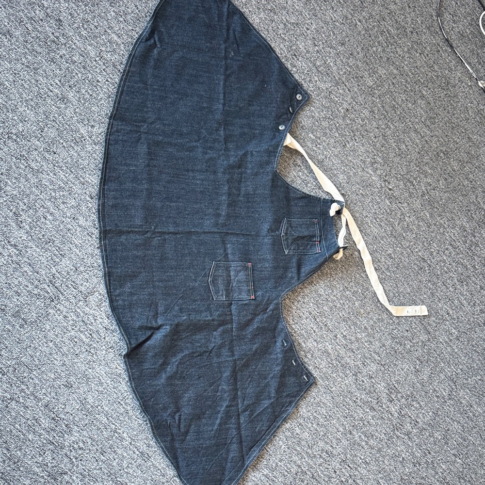 Dark Blue Denim apron dress with White Straps
